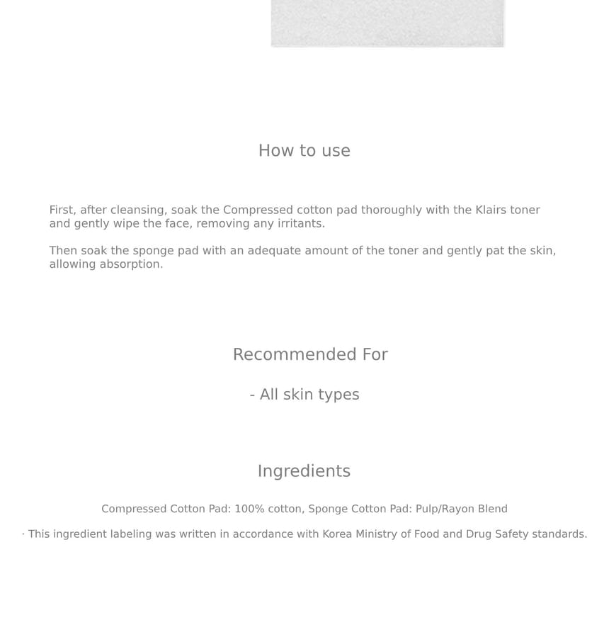 Dear, Klairs - Toner Mate 2 in 1 Cotton Pad