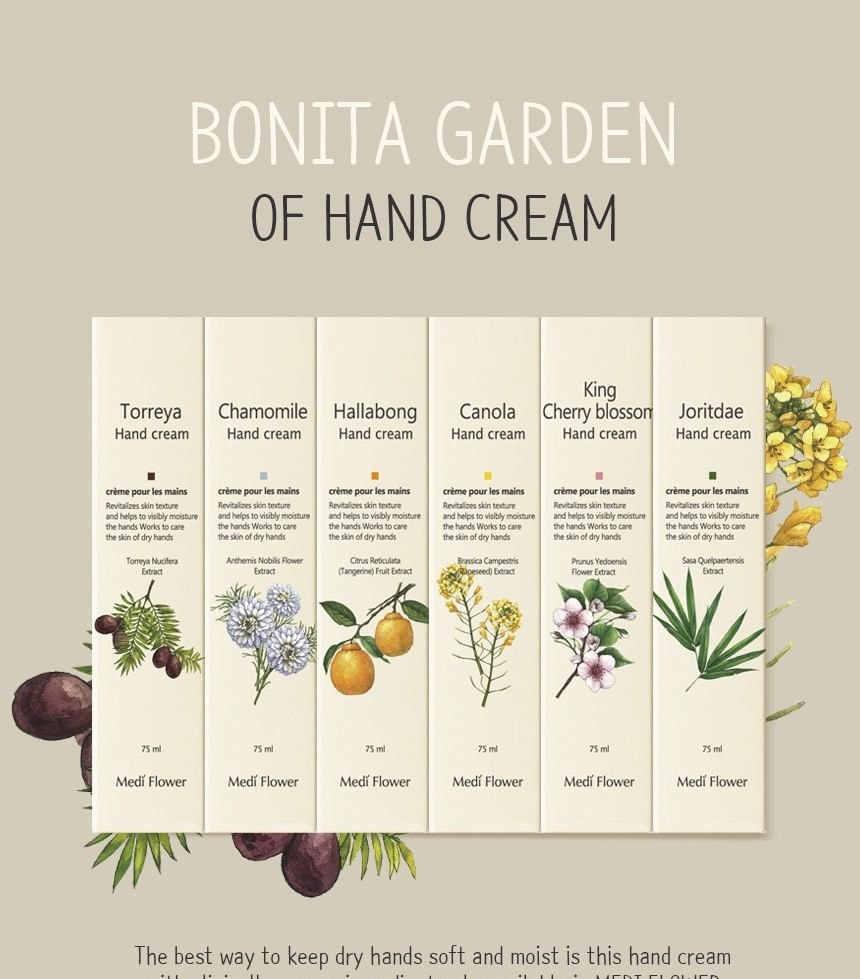 MediFlower - Bonita Garden Hand Cream - 6 Types (Torreya)