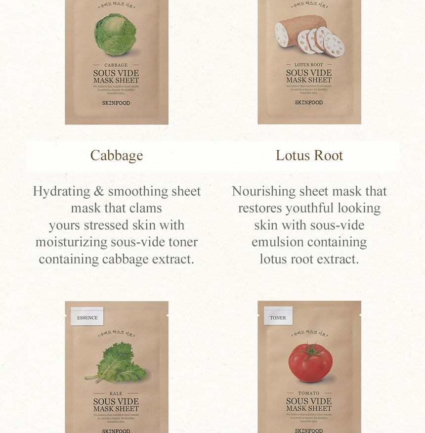 SKINFOOD - Sous Vide Mask Sheet - 10 Types