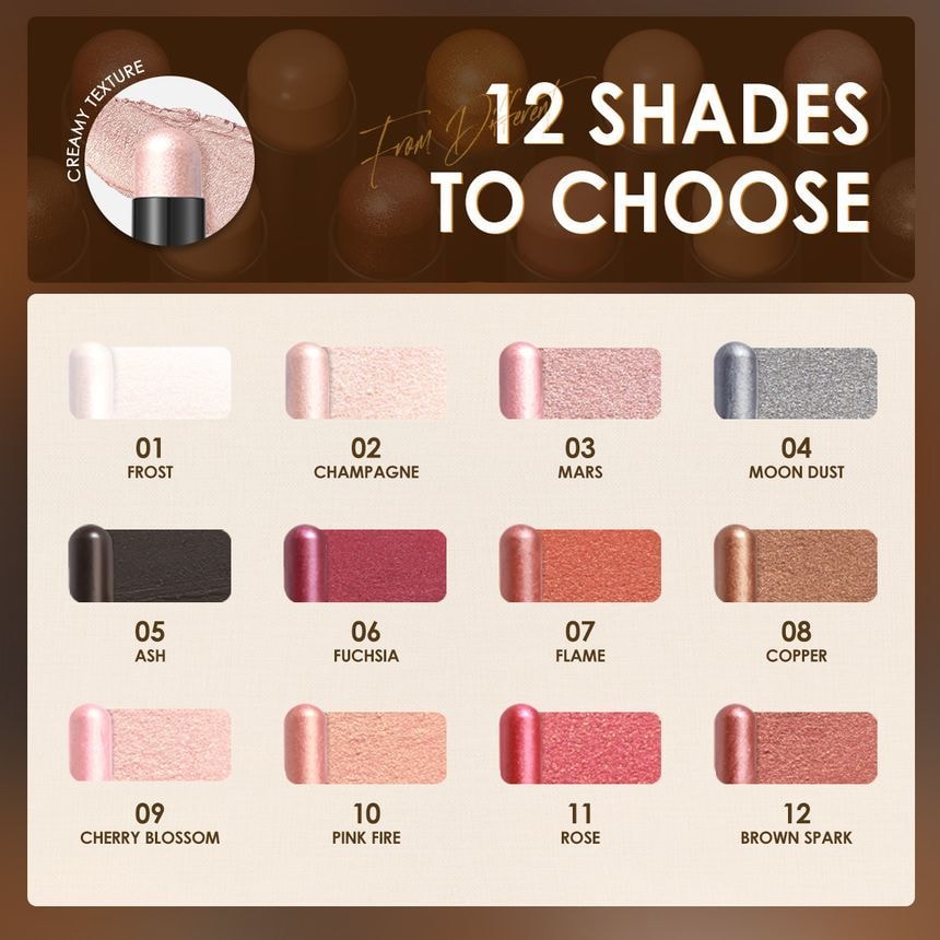 FOCALLURE - Shimmer Cream Eyeshadow Pencil - 12 Colors