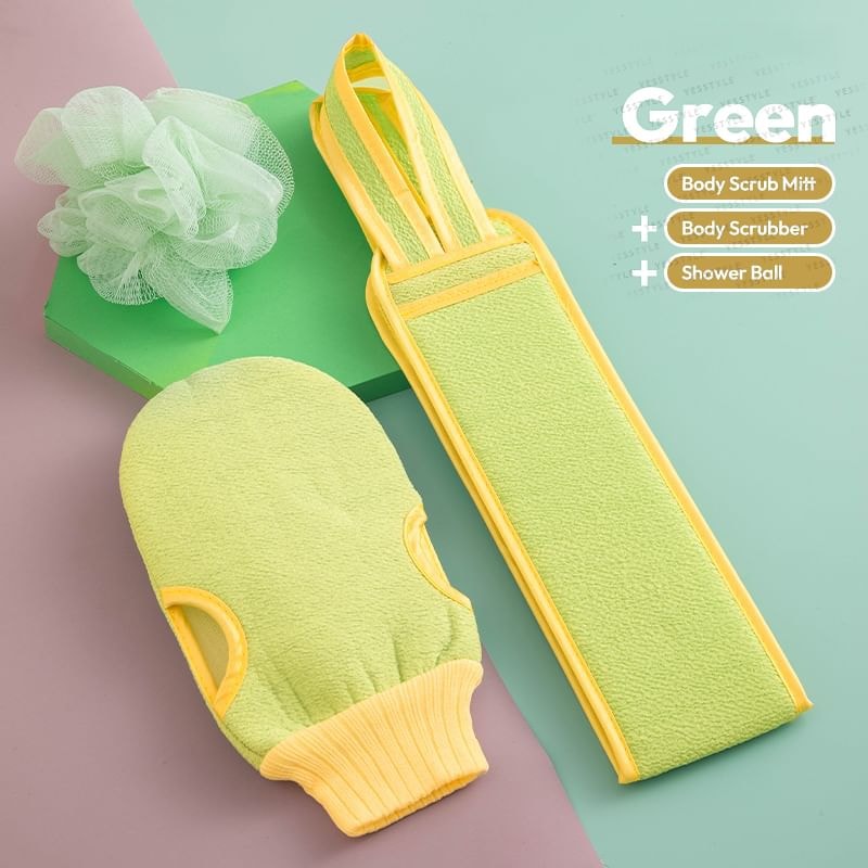 Porcini - Set of 3 - Body Scrub Mitt & Body Scrubber & Shower Ball