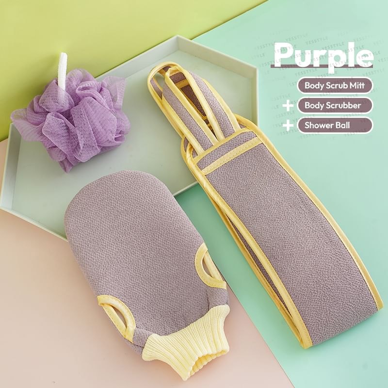 Porcini - Set of 3 - Body Scrub Mitt & Body Scrubber & Shower Ball