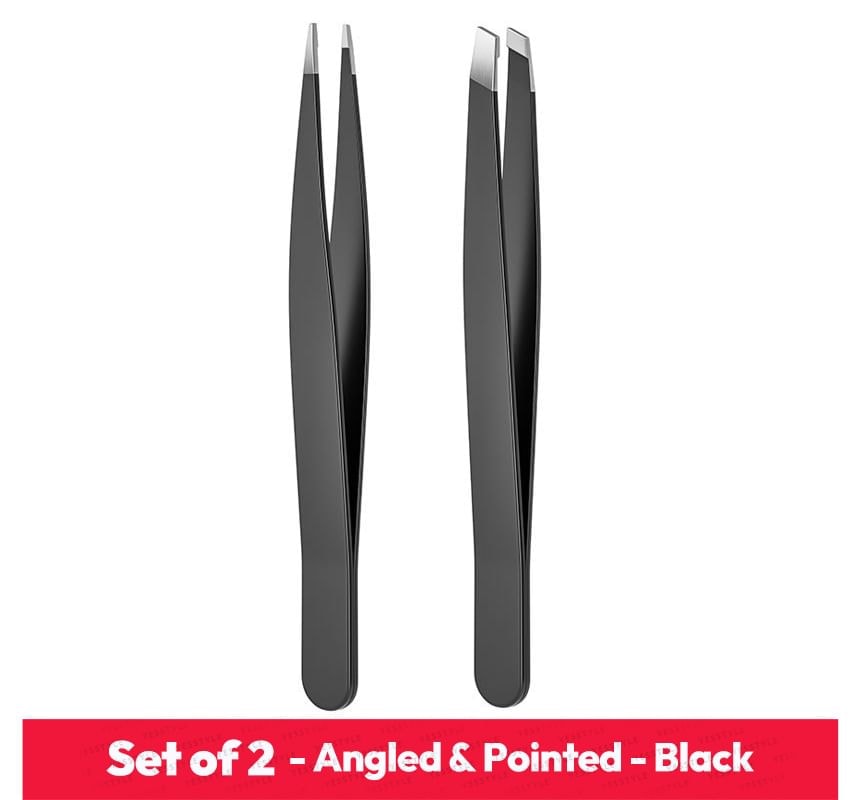 Porcini - Set of 2: Stainless Steel Eyebrow Tweezers (various designs)