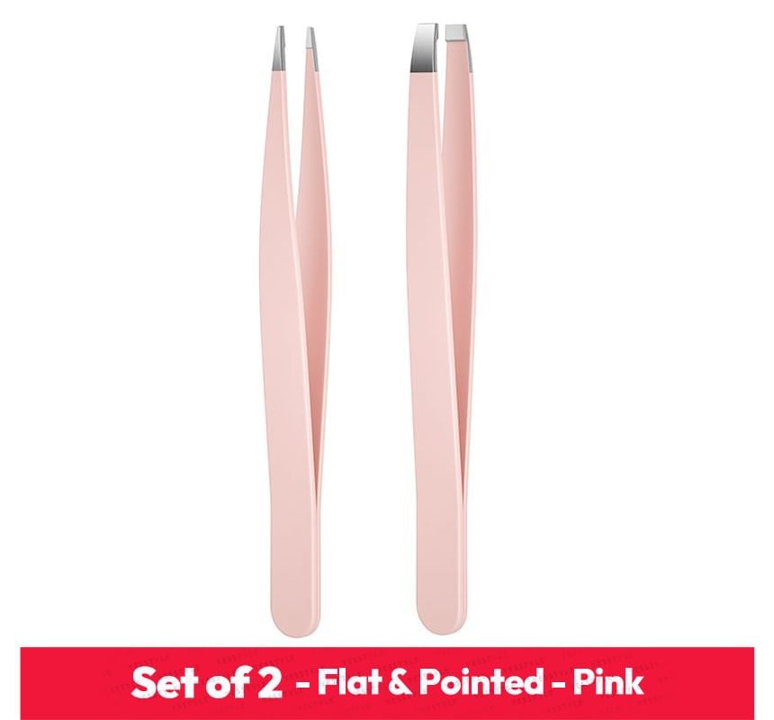 Porcini - Set of 2: Stainless Steel Eyebrow Tweezers (various designs)