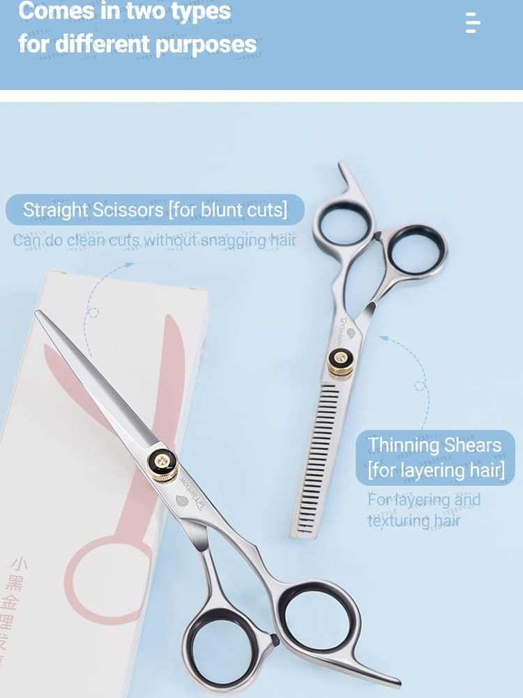Jericoure - Stainless Steel Hair Cut Scissors (Various Designs) / Comb / Cleaning Cloth / Set