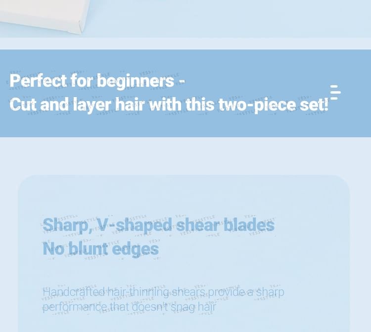 Jericoure - Stainless Steel Hair Cut Scissors (Various Designs) / Comb / Cleaning Cloth / Set