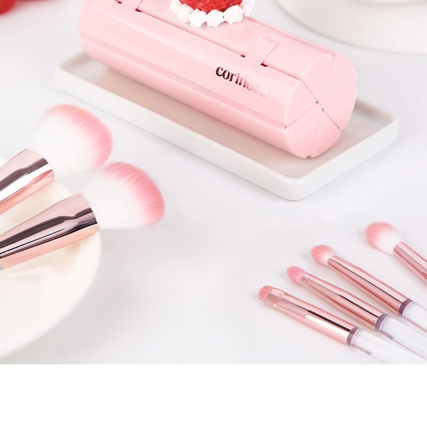 CORINGCO - Pink Roll Make Up Brush Set