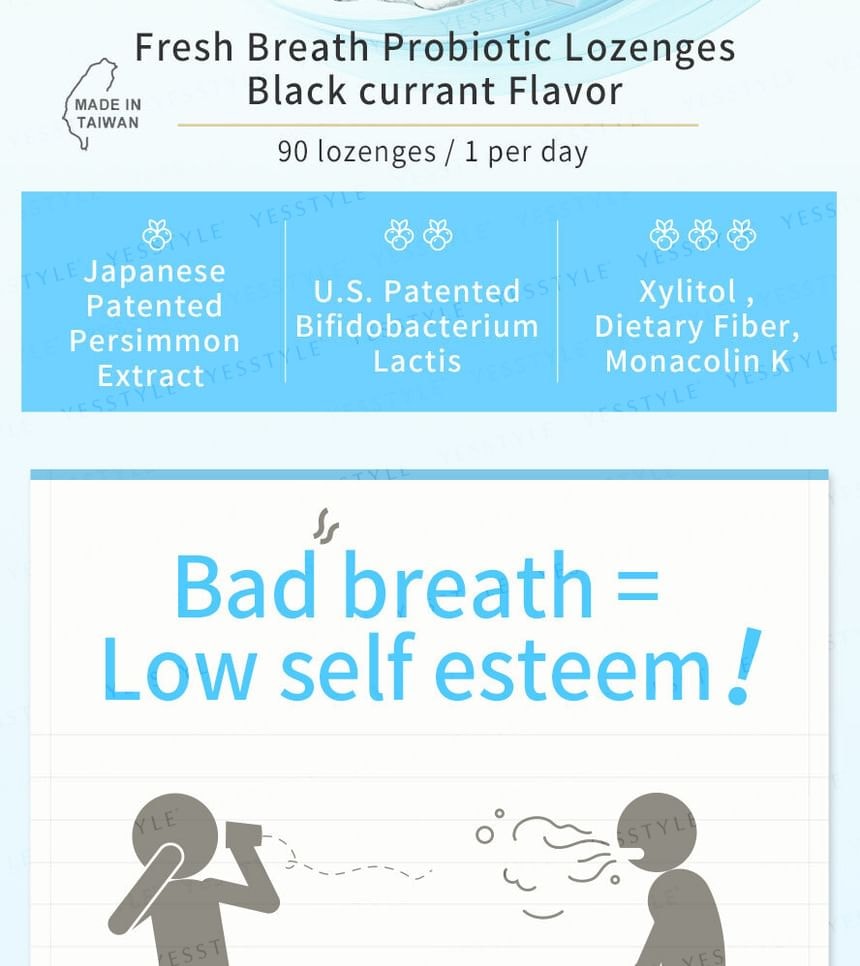 BHK's - Fresh Breath Ex Probiotic Lozenge Black Currant Flavor (90 tablets)