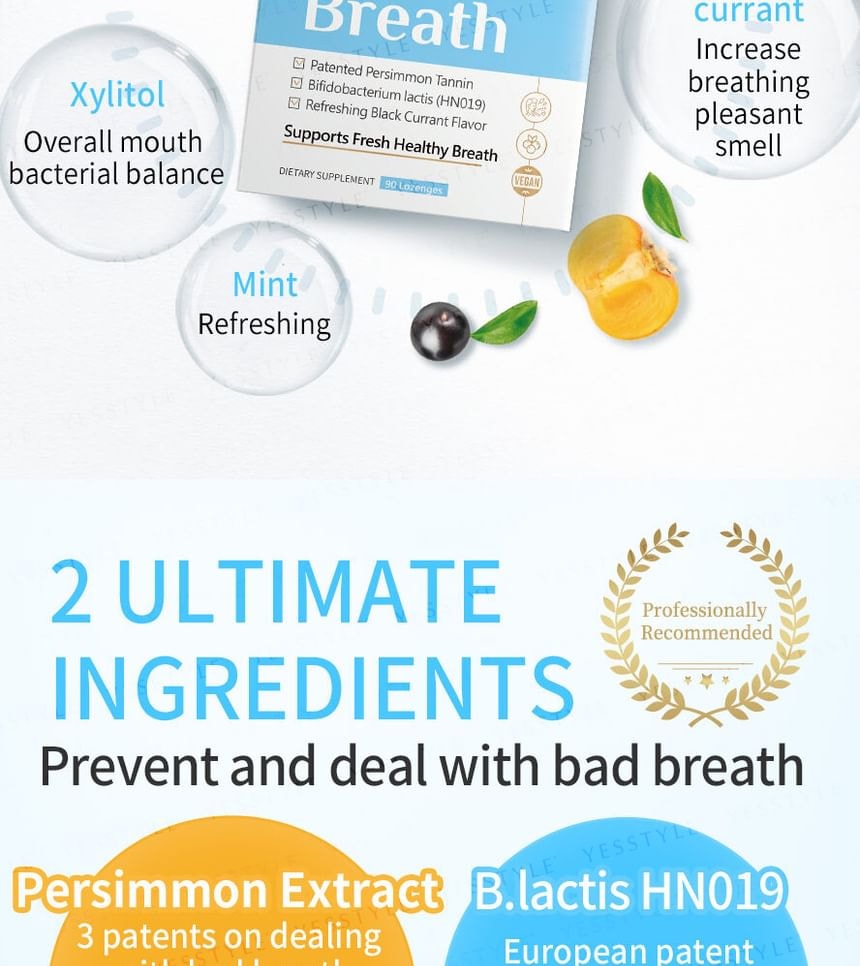 BHK's - Fresh Breath Ex Probiotic Lozenge Black Currant Flavor (90 tablets)
