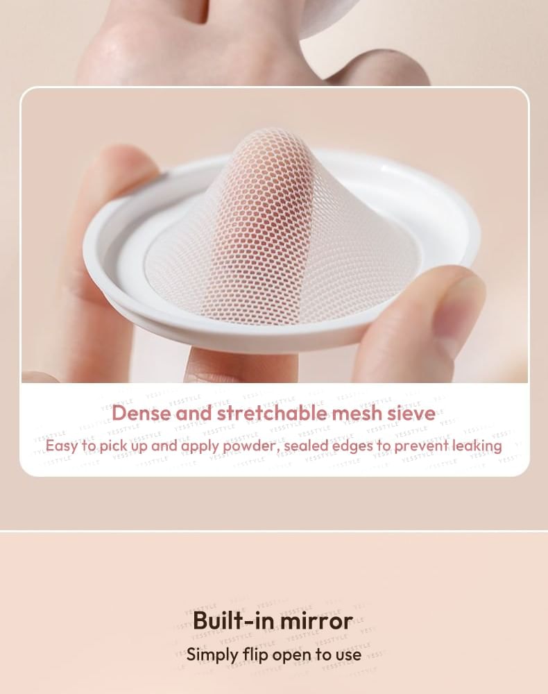 Puremantis - Set: Makeup Powder Container with Mirror + Powder Puff + Scoop