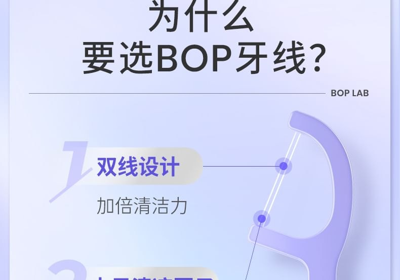 BOP - Disposable Plastic Stemmed Twin-Line Fresh Floss Stick - 2 Flavors