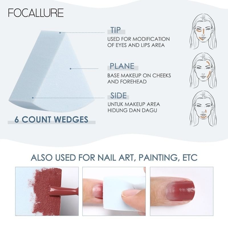 FOCALLURE - Match Max Make Up Sponge - 6 Count Wedges
