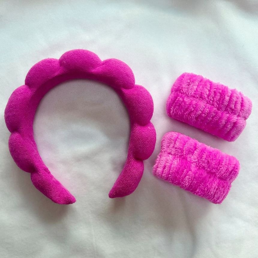 Miumi - Set of 3: Plain Face Wash Headband + Wristband