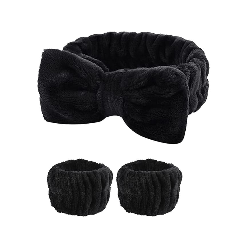 Miumi - Plain Bow Face Wash Headband / Wristband