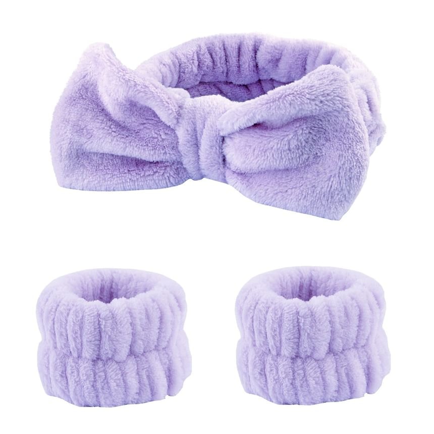 Miumi - Plain Bow Face Wash Headband / Wristband