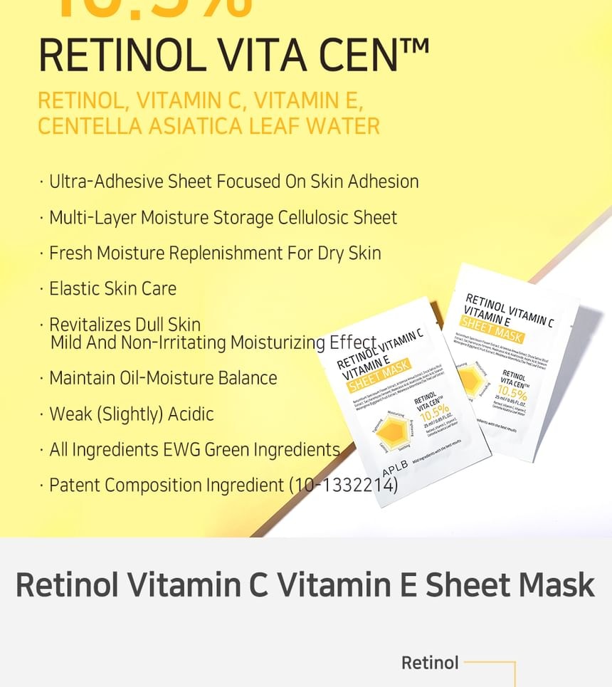 APLB - Retinol Vitamin C Vitamin E Sheet Mask