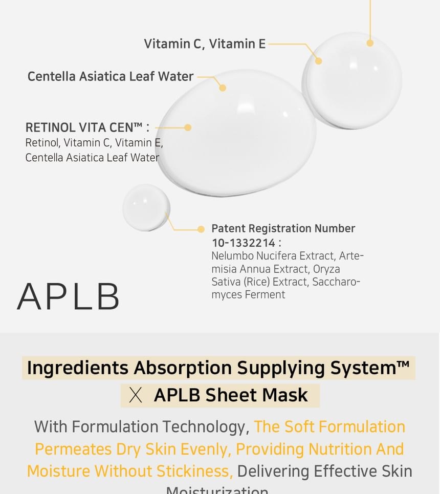 APLB - Retinol Vitamin C Vitamin E Sheet Mask