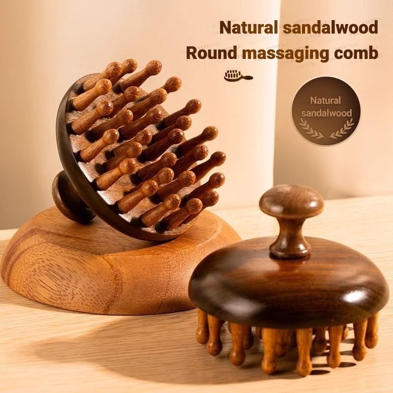Honeyfluff - Wooden Head Scalp Massager / Nose Scraping Tool / Hair Comb (Various Designs)