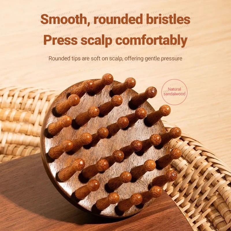 Honeyfluff - Wooden Head Scalp Massager / Nose Scraping Tool / Hair Comb (Various Designs)
