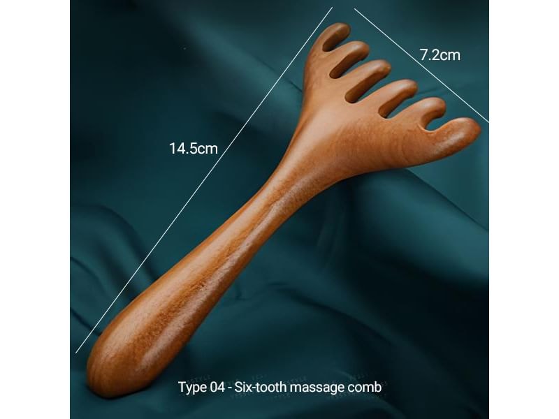Honeyfluff - Wooden Head Scalp Massager / Nose Scraping Tool / Hair Comb (Various Designs)