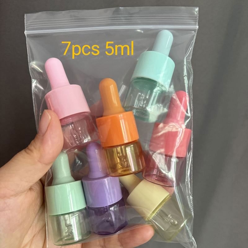 Buttermilk - Set of 7: Pastel Color Travel Glass Dropper Bottle (Various Designs)