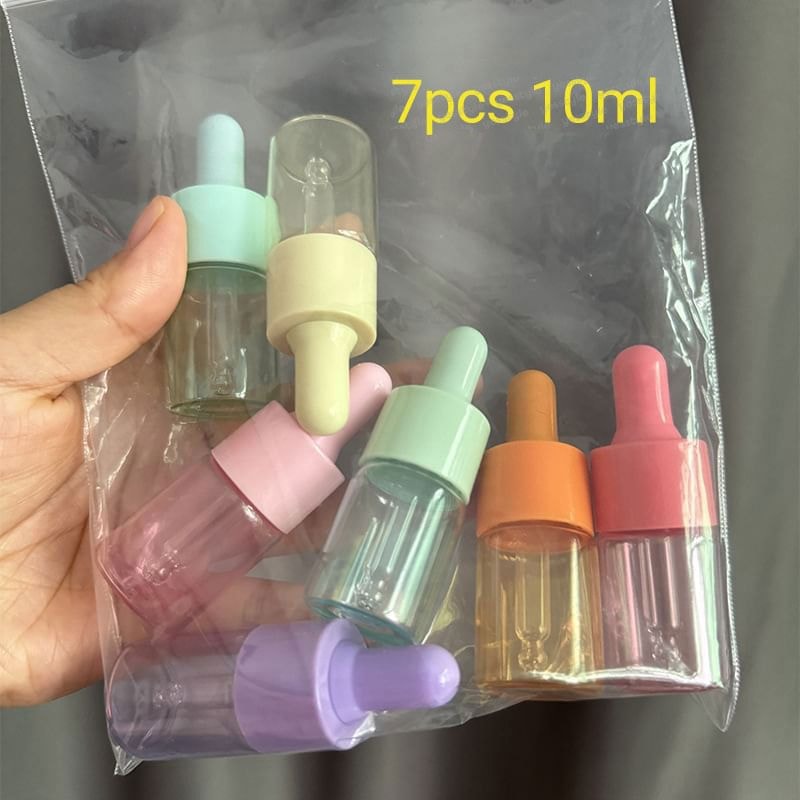 Buttermilk - Set of 7: Pastel Color Travel Glass Dropper Bottle (Various Designs)