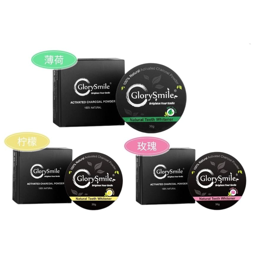 GlorySmile - Activated Charcoal Teeth Whitening Powder - 3 Flavors (Rose - 30g)