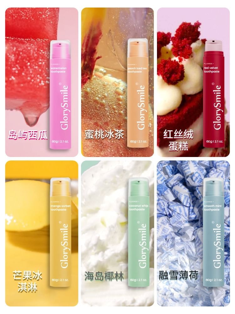 GlorySmile - Fruity Whitening Toothpaste - 6 Flavors (Mango Sorbet - 60g)