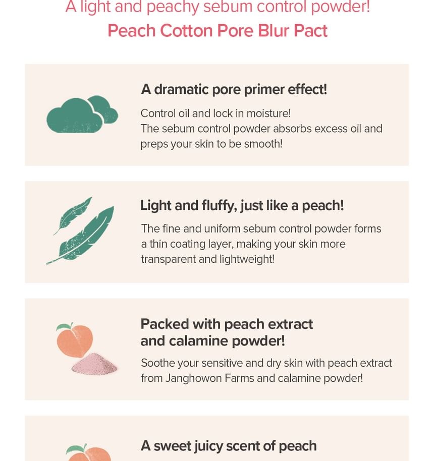 SKINFOOD - Peach Cotton Pore Blur Pact