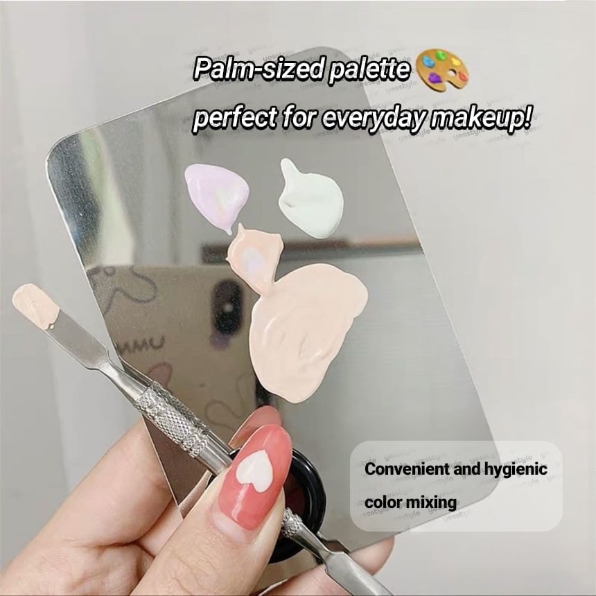 Fondes - Stainless Steel Mixing Palette Ring / Flat Foundation Brush / Mixing Spatula / Set (Various Designs)