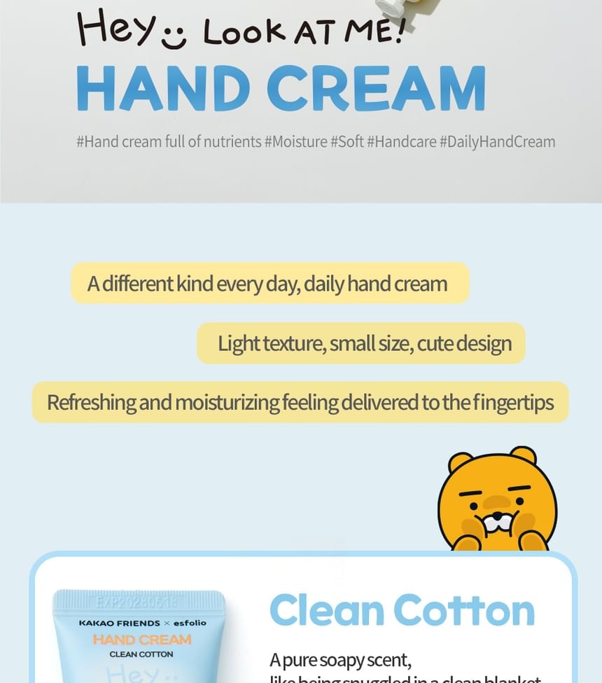 esfolio - Look At Me Hand Cream KAKAO FRIENDS Edition - 3 Types (Sweet Peach)