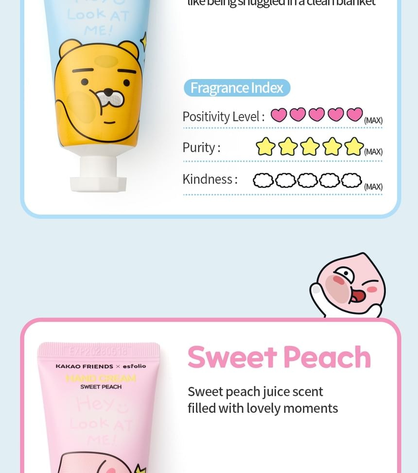 esfolio - Look At Me Hand Cream KAKAO FRIENDS Edition - 3 Types (Sweet Peach)