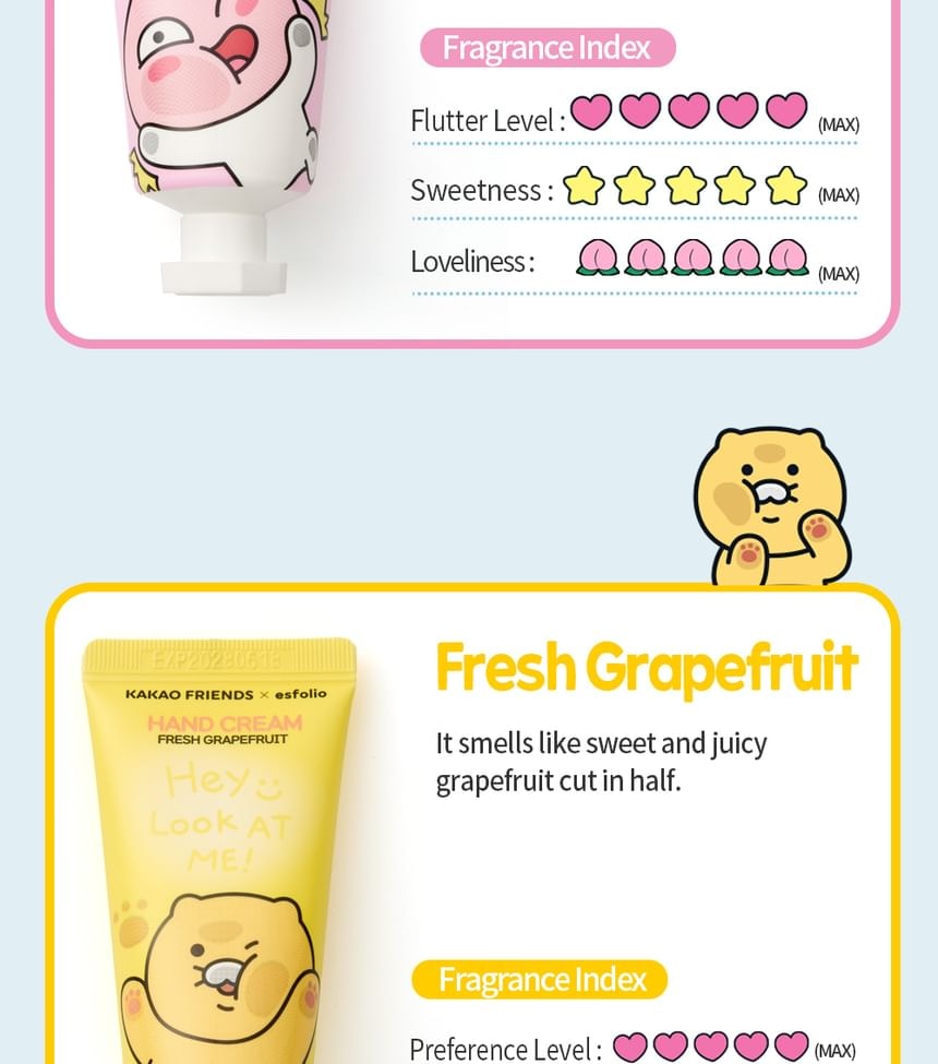 esfolio - Look At Me Hand Cream KAKAO FRIENDS Edition - 3 Types (Sweet Peach)