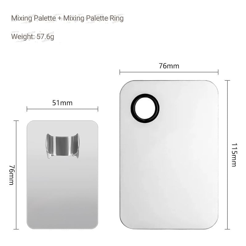 Porcini - Stainless Steel Makeup Color Mixing Palette / Spatula / Mixing Palette Ring / Set
