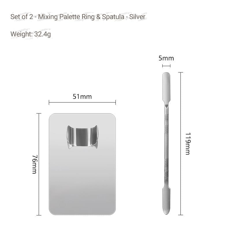 Porcini - Stainless Steel Makeup Color Mixing Palette / Spatula / Mixing Palette Ring / Set