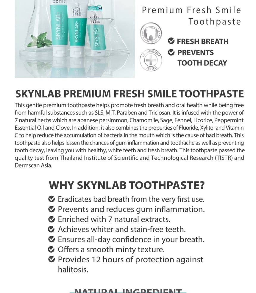 Skynlab - Premium Fresh Smile Toothpaste (100g)