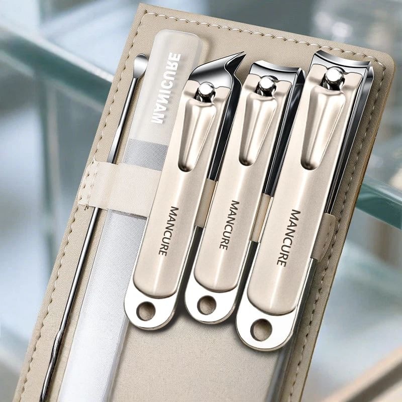 Porcini - Set of 5: Stainless Steel Nail Clipper + Nail File + Earpick (Various Designs)