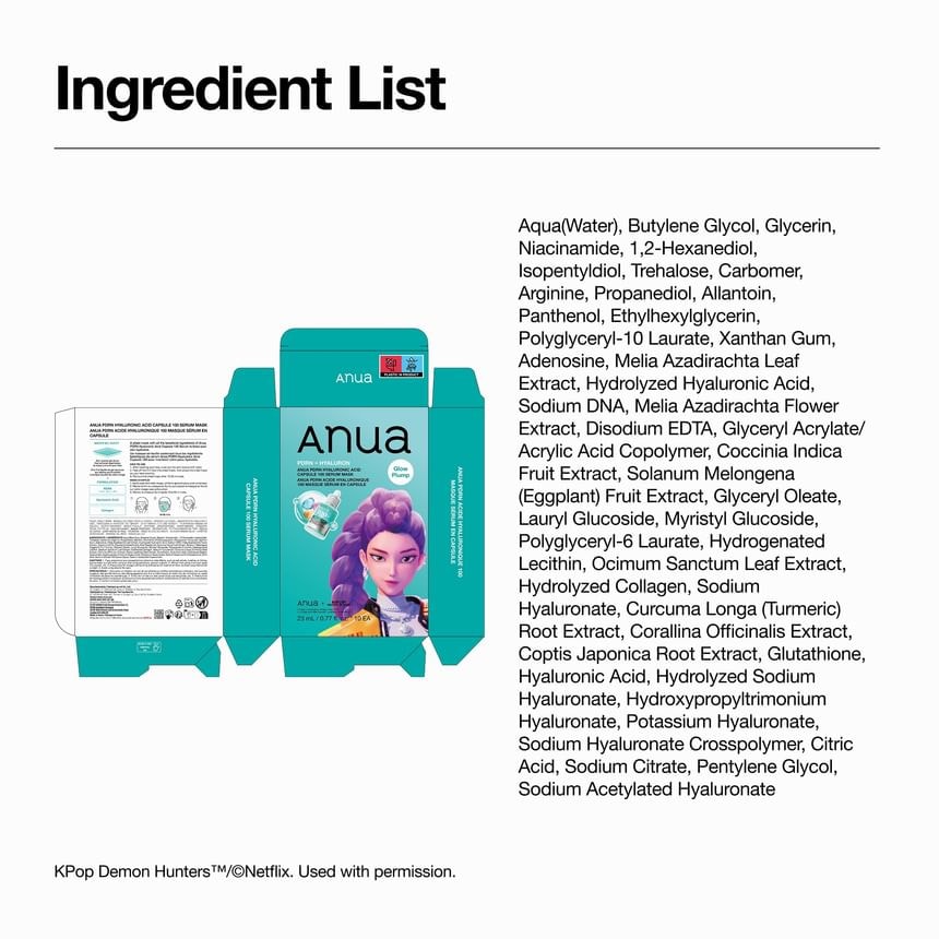 Anua - PDRN Hyaluronic Acid Capsule 100 Serum Mask Kpop Demon Hunters Collaboration
