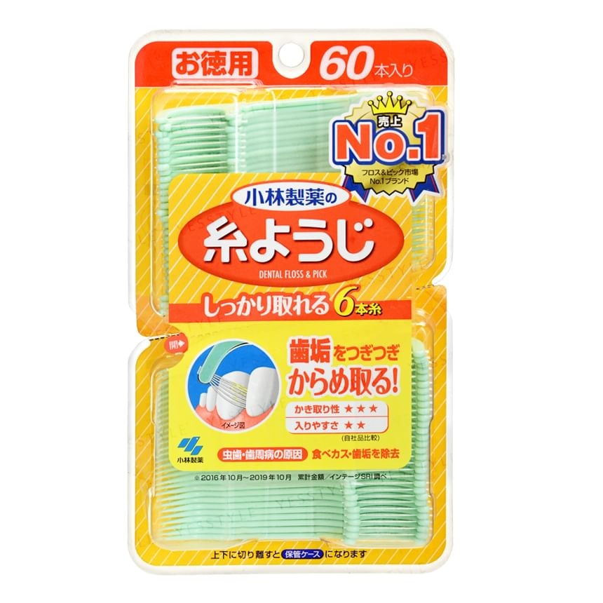 Kobayashi - Shikancare Disposable Plastic Stemmed Dental Floss & Pick 2pcs Bundle Set (60 pcs x 2 pcs)