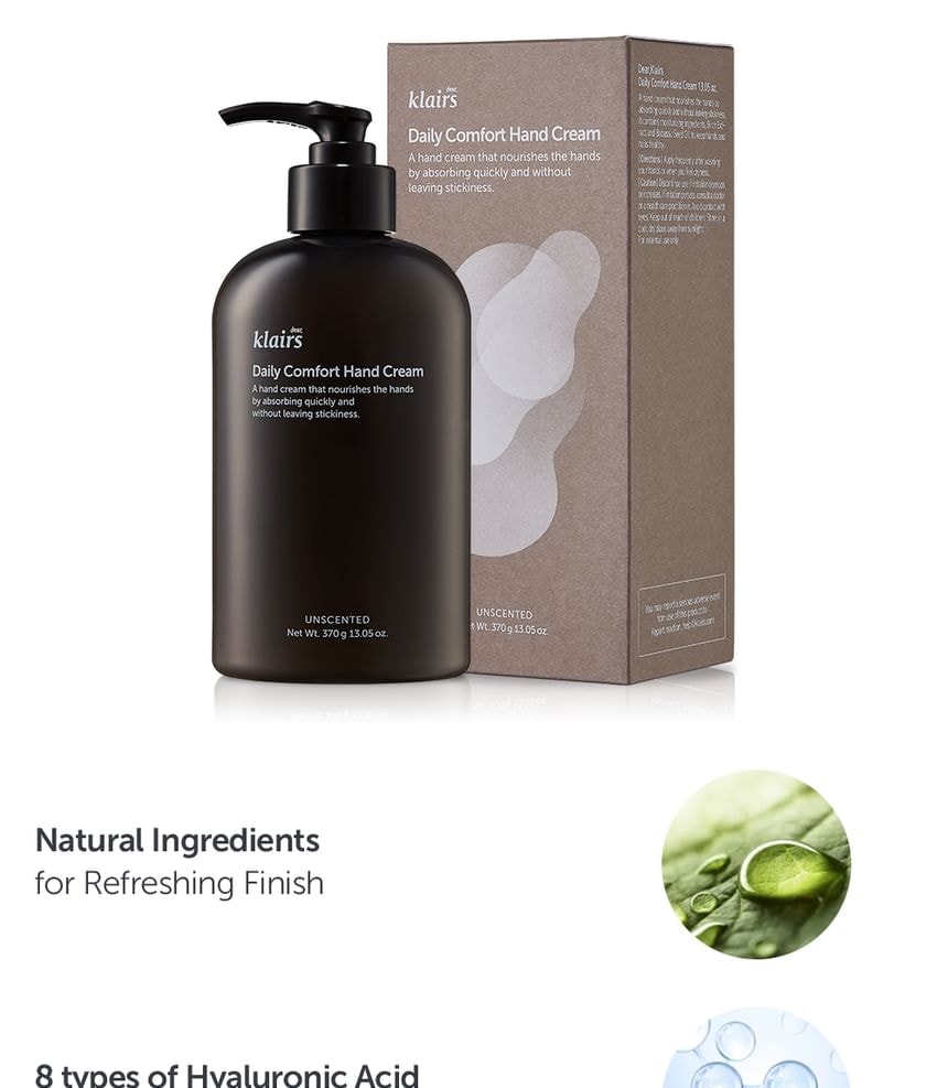 Dear, Klairs - Daily Comfort Hand Cream Jumbo 2pcs Bundle Set (370g x 2 pcs)