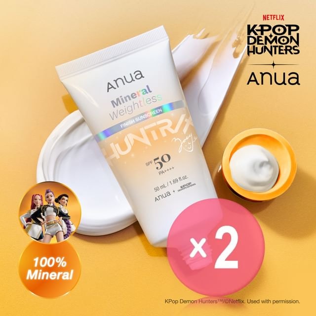 Anua - Mineral Weightless Finish Sunscreen Kpop Demon Hunters Collaboration 2pcs Bundle Set