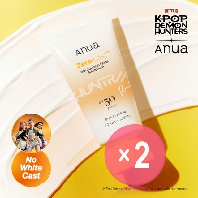 Anua - Zero-Cast Moisturizing Finish Sunscreen Kpop Demon Hunters Collaboration 2pcs Bundle Set
