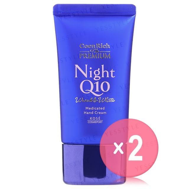 Kose - CoenRich The Premium Q10 Wrinkle White Night Medicated Hand Cream 2pcs Bundle Set