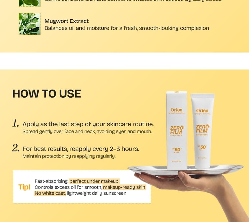 Orien - Zero Film Oil Control Sunscreen