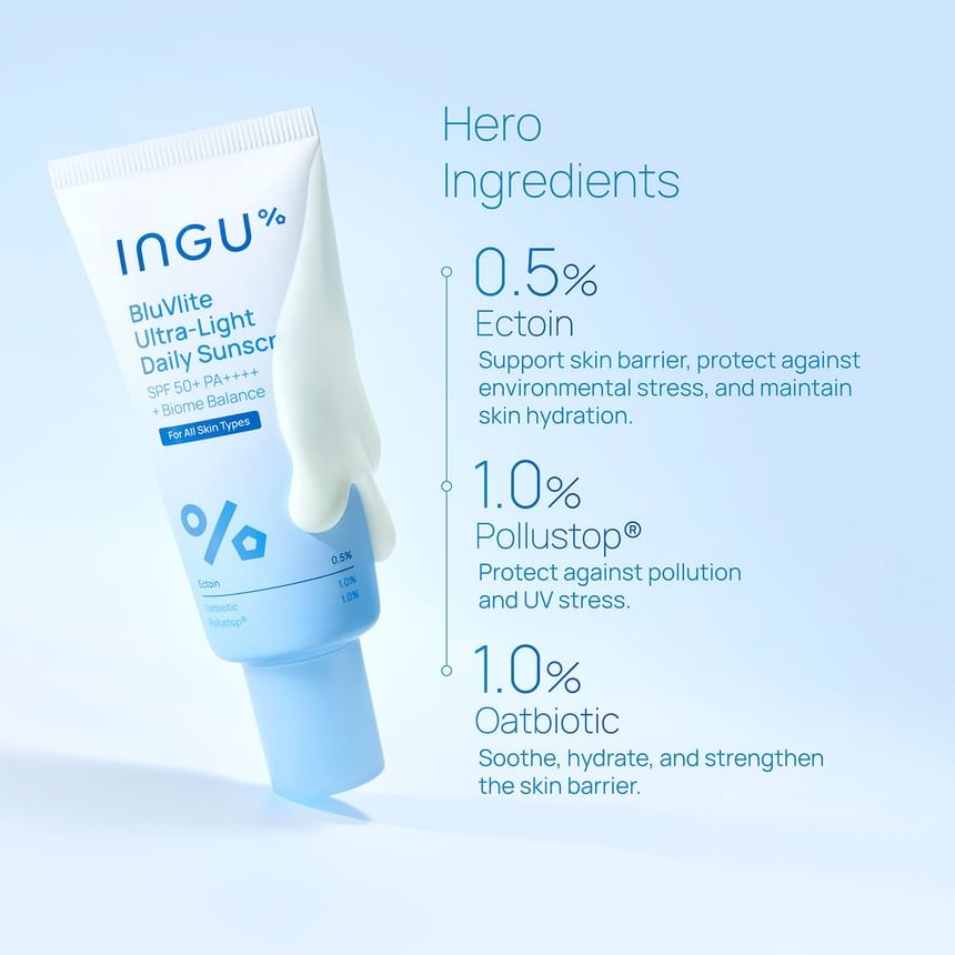 INGU - BluVlite Ultra-Light Daily Sunscreen SPF 50 PA++++ + Biome Balance