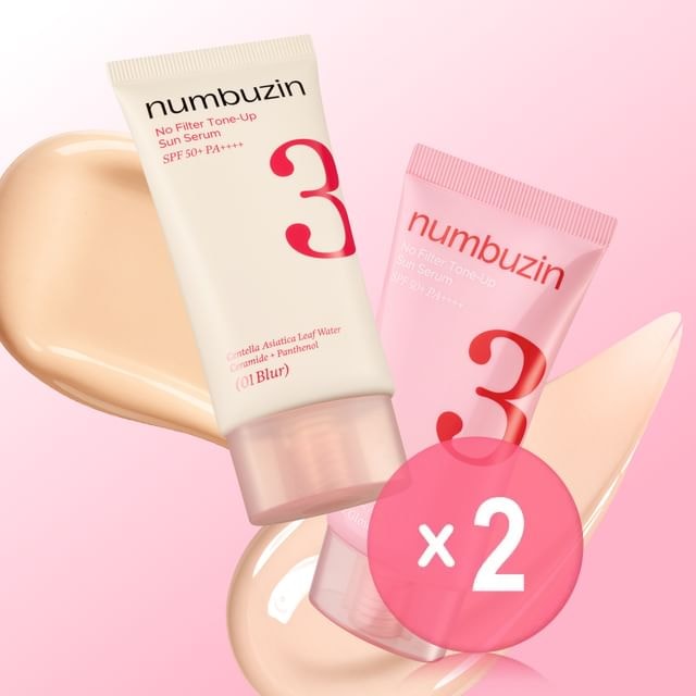 numbuzin - No.3 No Filter Tone-Up Sun Serum - 2 Types 2pcs Bundle Set