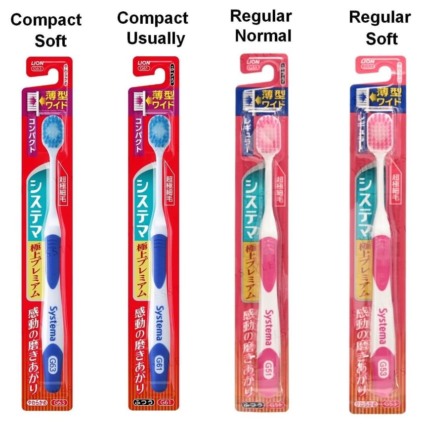 LION - Systema Super Premium Toothbrush 5pcs Bundle Set (1 pc - Random Color - Ultra Compact Soft x 5 pcs)