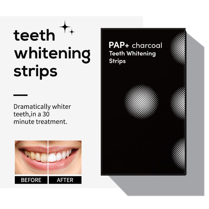 GlorySmile - PAP+ Charcoal Teeth Whitening Strips 5pcs Bundle Set (7 pairs x 5 pcs)