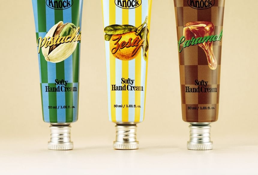 Knock, - Softy Hand Cream - 3 Types 2pcs Bundle Set (Pistachio x 2 pcs)