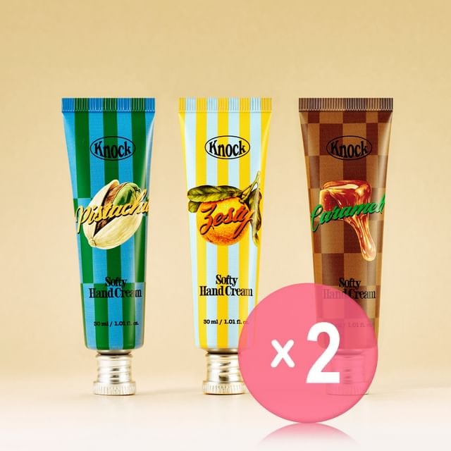 Knock, - Softy Hand Cream - 3 Types 2pcs Bundle Set
